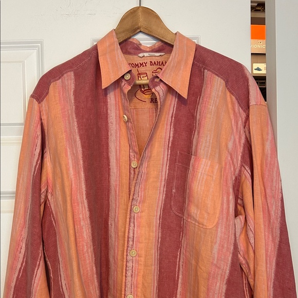 Tommy Bahama Other - EUC! Tommy Bahama Men's Striped Red/Orange linen Shirt.  Large.